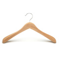 Contoured body natural color wooden coat hanger for boutique